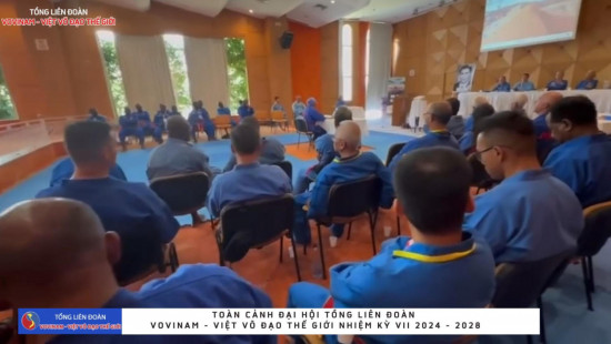 Toàn cảnh Đại hội Tổng Liên đoàn Vovinam - Việt Võ Đạo Thế giới - nhiệm kỳ VII 2024 - 2028.